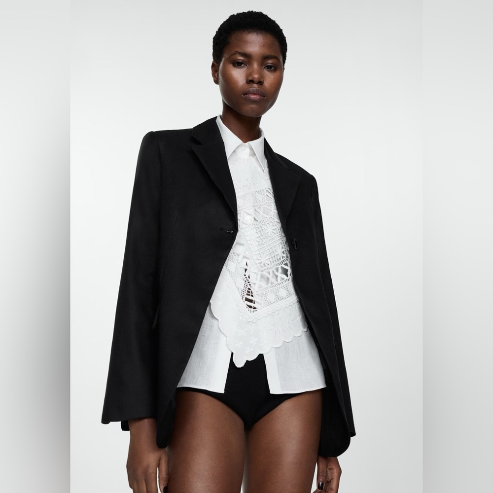 MANGO Selection Linen button Blazer